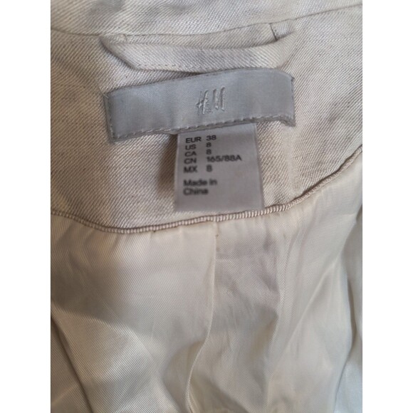 H&M Linen Blend Open Front Business Casual Blazer Jacket Women's Size 8 - Picture 5 of 5